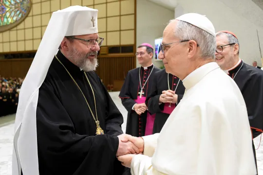 Pave Leo XIV og Svjatoslav Sjevtsjuk under de østlige kirkenes jubelårsfeiring