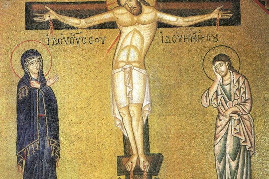 Bysantinsk ikon av Jesus Kristus på korset