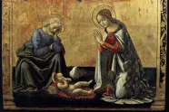 Maleri av den hellige familie (Jesus, Maria og Josef) av Domenico Ghirlandaio