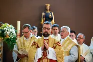 Biskop Fredrik Hansen med prester i St. Olav domkirke under bispevielsen