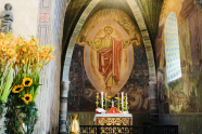 Alf Rolfsens maleri av den oppstandne Jesus i Stiklestad kirke