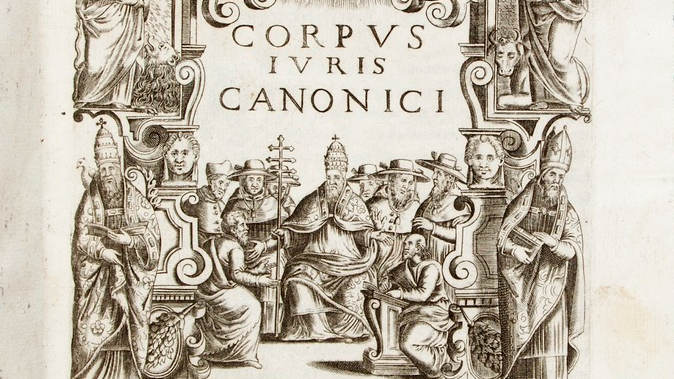Forsiden av Corpus Iuris Canonici fra 1605