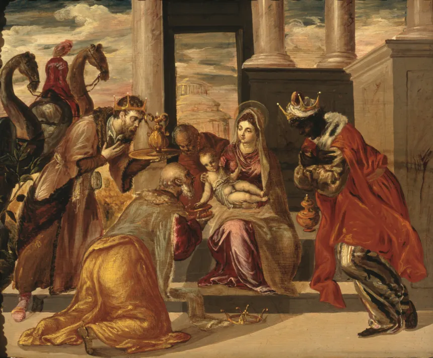 El Grecos maleri av de tre vise menn som tilber Jesusbarnet