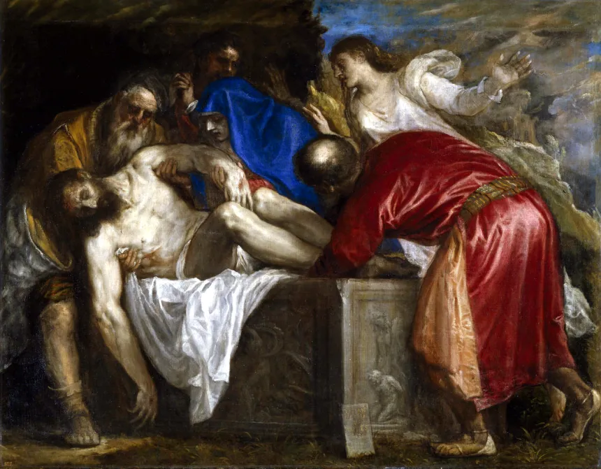 Tizians maleri av Josef av Arimatea, Nikodemus og Jomfru Maria som legger Jesu legeme i graven