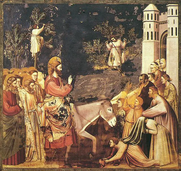 Giottos freske av Jesu inntog i Jerusalem palmesøndag