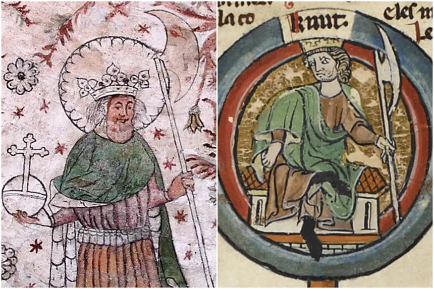 Illustrasjoner av Olav den hellige og Knut den mektige