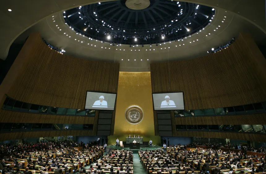 Pave Benedikt XVI taler til FNs generalforsamling i New York