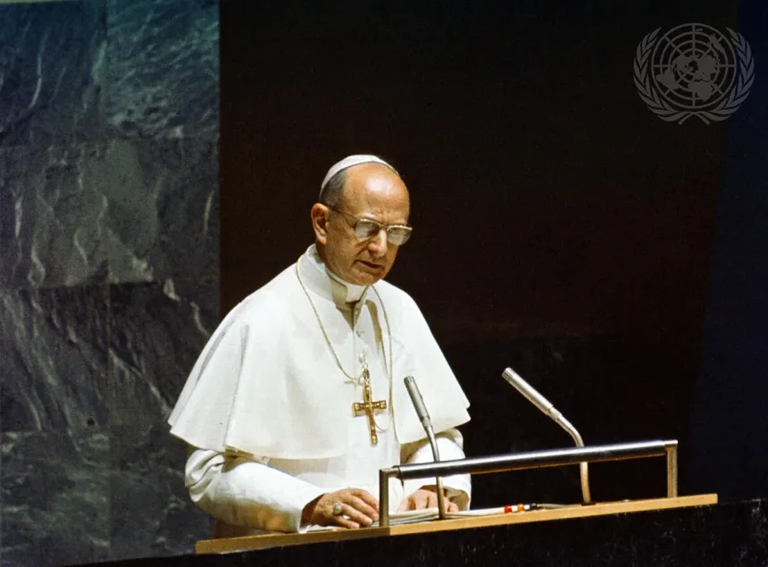 Pave Paul VI taler taler til FNs generalforsamling