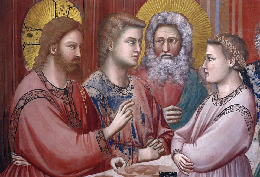 Giottos freske av Jesus under bryllupet i Kana