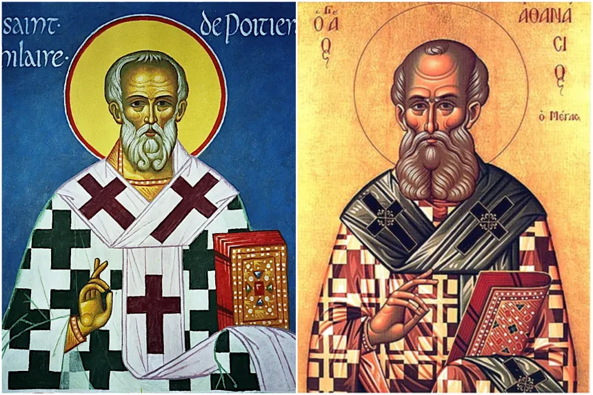 Ikoner av de hellige Hilarius og Athanasius