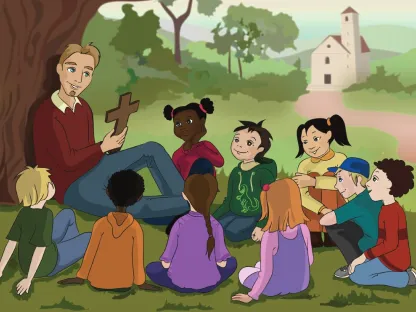 Tegning av kateket som underviser om troen for barn