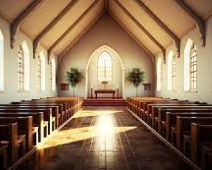 church inside with light shining through windows