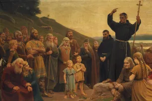 Wenzel Tornøes maleri av den hellige Ansgar som forkynner